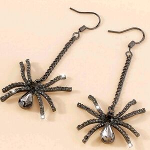 Dangling Spider Gem Earrings